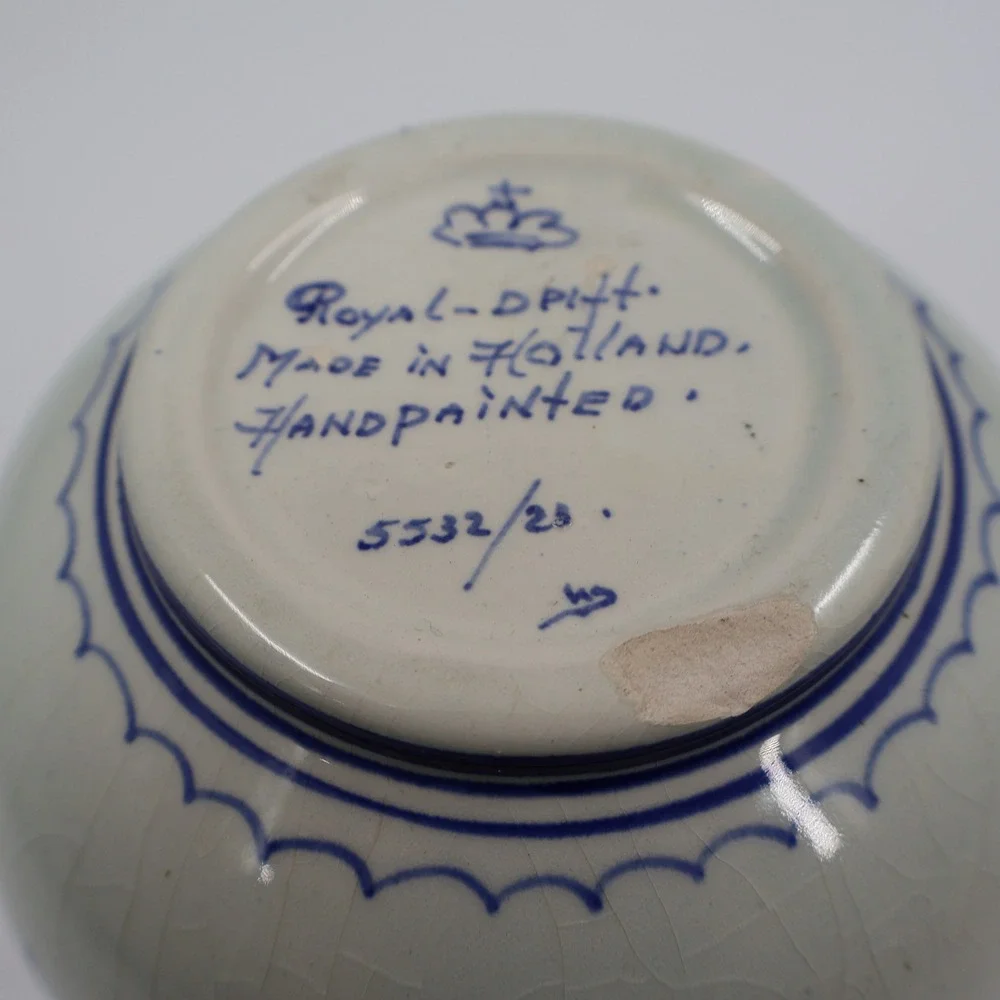 Royal Delft Floral Vase Unisex OS Blue White Hand Painted Holland 5532/23